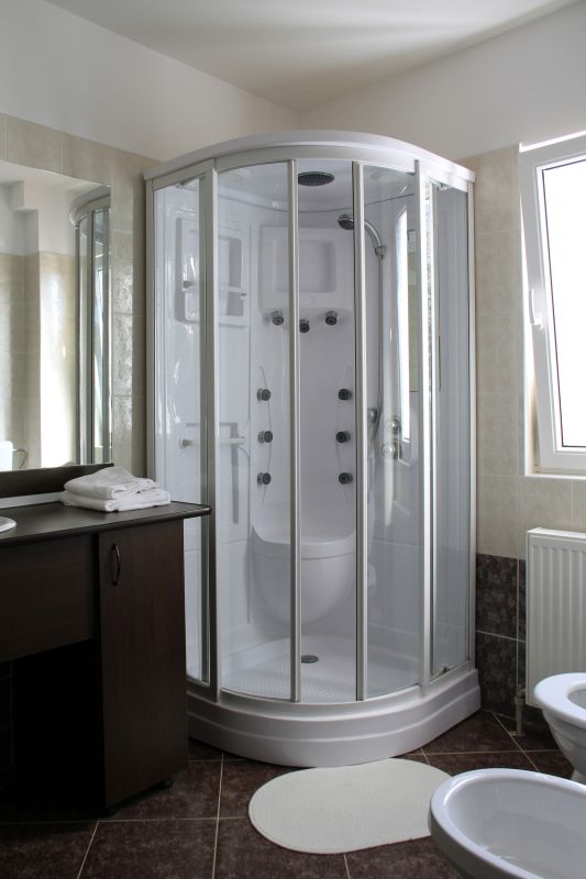 Contemporary Shower with Glass Doors